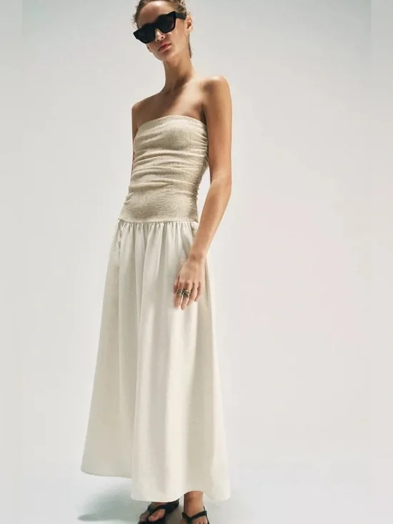 ZARA COMBINATION STRAIGHT NECK DRESS - Picture 2 of 7